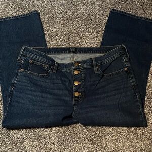 BOGO FREE J.Crew Women’s Dark Wash Mid Rise Flare Crop Denim Button Fly Petite